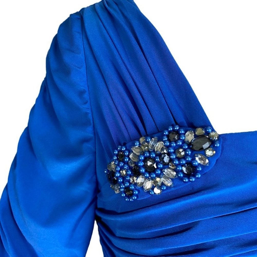 Adrianna Papell Blue Top With Sparkling Brooch NWT - Picture 3 of 7